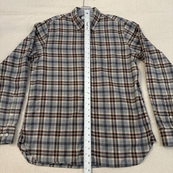 Alan Paine Wool Blend Long-Sleeve Button Plaid Shirt Blue/Brown L - Picture 5 of 10